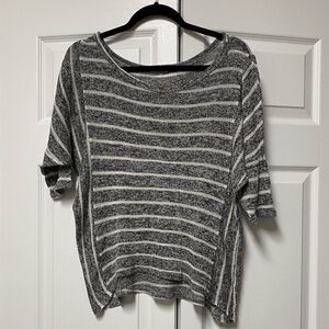 Edge, grey/white striped loose long sleeve shirt